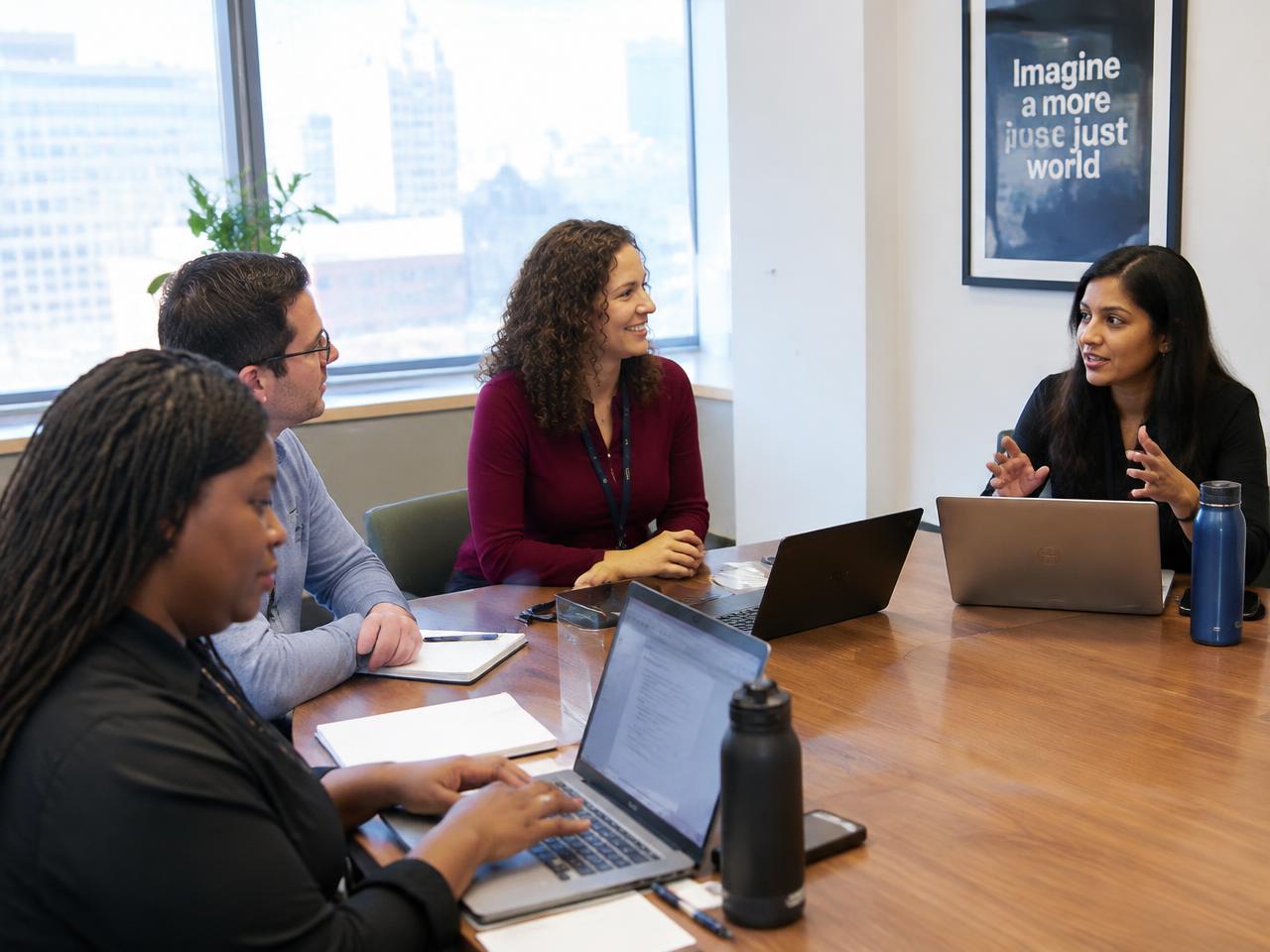 Staff team meeting in a modern office